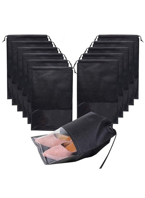 Shoe Storage Bags 12 pack black drawstring