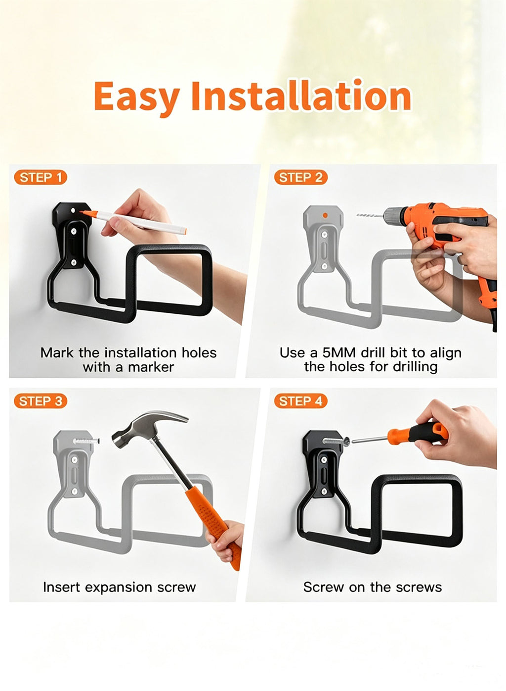 Heavy Duty Wall Hook installation steps