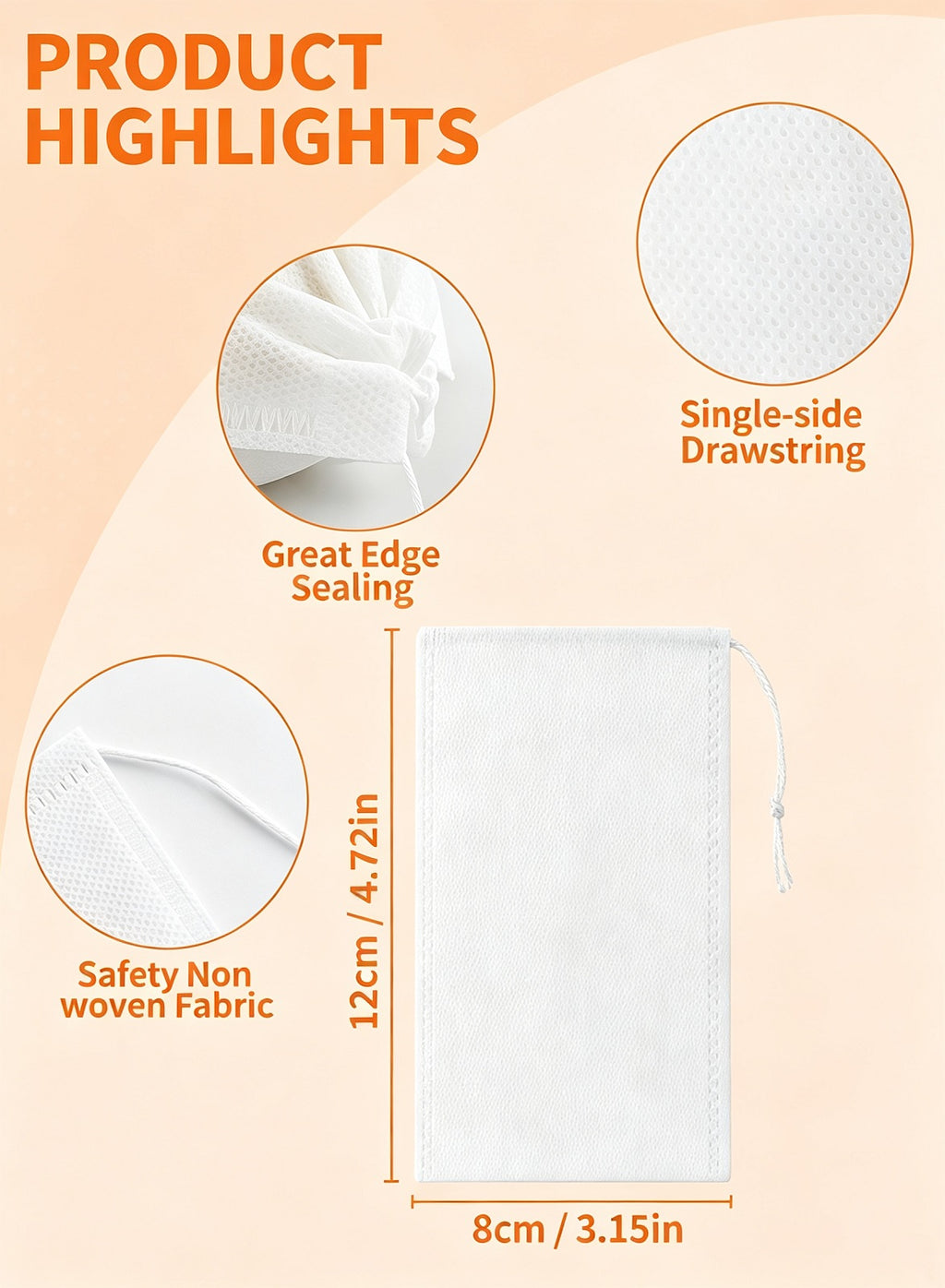 Product highlights showing dimensions and features